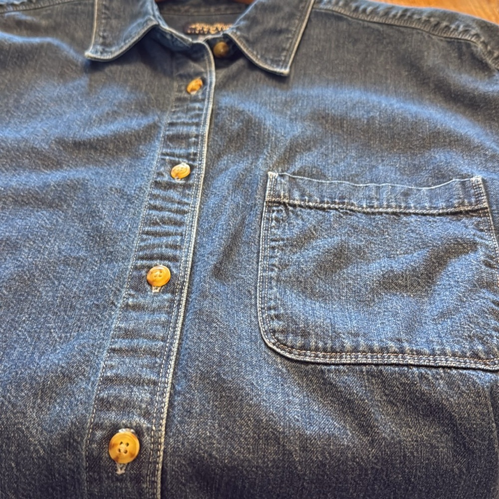 Eddie Bauer Dark Blue Denim Button-Down Shirt - Picture 2 of 7